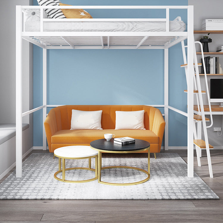 Scandinavian Headboard Loft Bed Metal High Loft with Guardrail