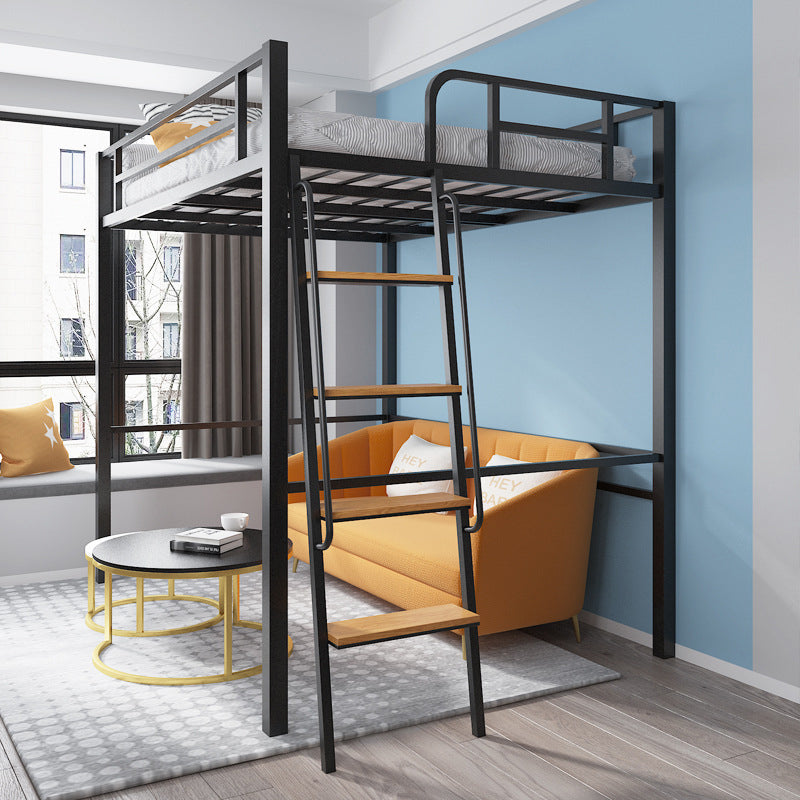 Scandinavian Headboard Loft Bed Metal High Loft with Guardrail