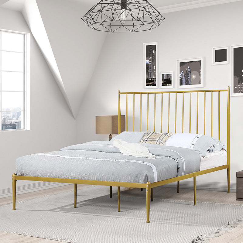 Contemporary Open Frame Bed Metal Standard Bed with Spindle Headboard Bed