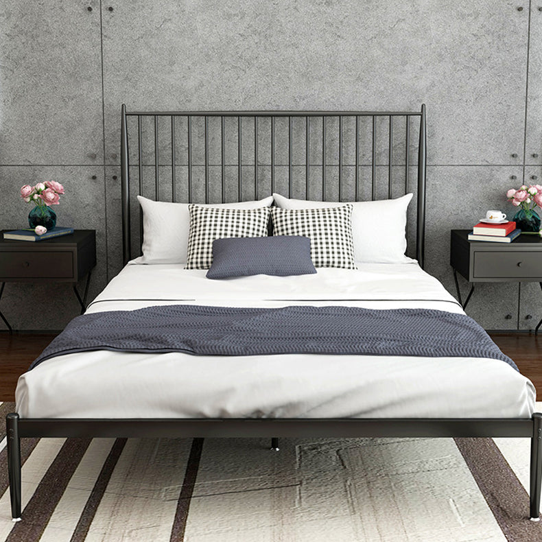 Contemporary Open Frame Bed Metal Standard Bed with Spindle Headboard Bed