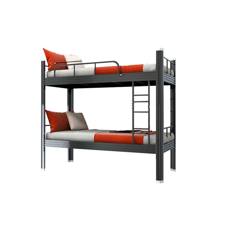 Metal Headboard Built-In Ladder Bunk Bed Footboard Bed with Guardrail