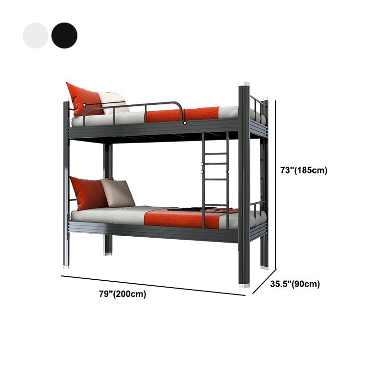 Metal Headboard Built-In Ladder Bunk Bed Footboard Bed with Guardrail