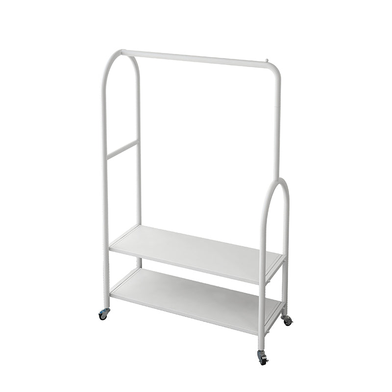 Modern Plain Clothes Hanger Storage Shelving Metal Coat Rack with Castors