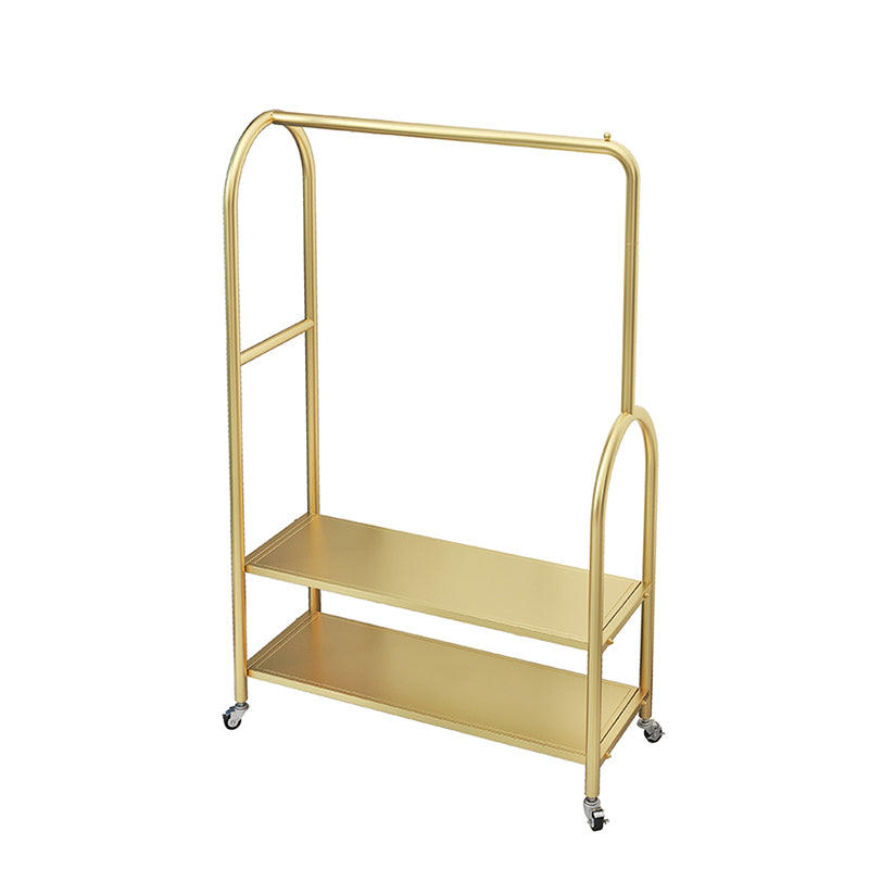 Modern Plain Clothes Hanger Storage Shelving Metal Coat Rack with Castors