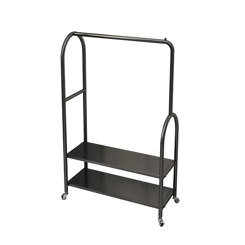 Modern Plain Clothes Hanger Storage Shelving Metal Coat Rack with Castors