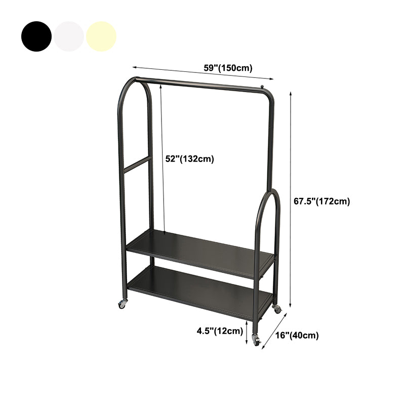 Modern Plain Clothes Hanger Storage Shelving Metal Coat Rack with Castors