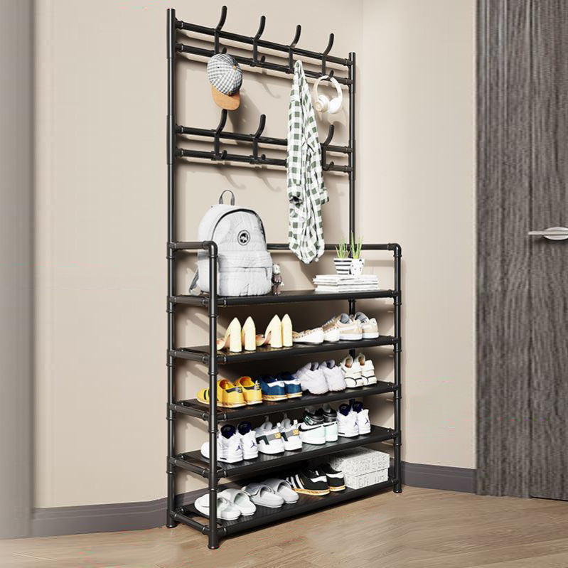 Modern Style Metallic Coat Rack Free Standing Multi-layer Shelve Design Coat Rack