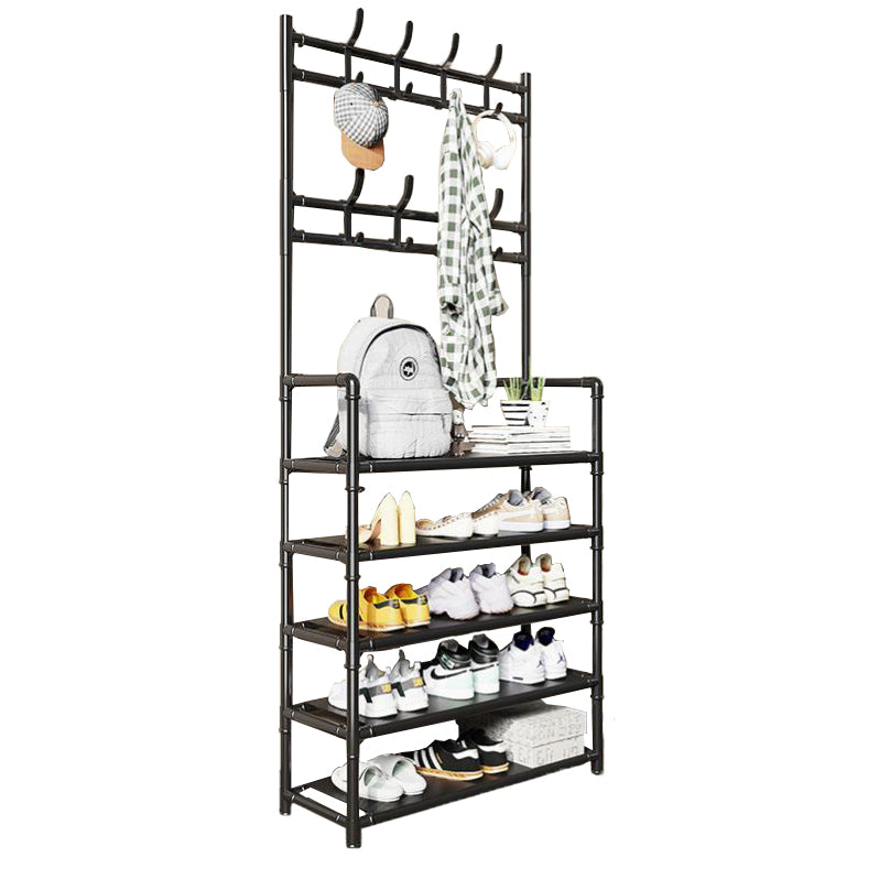 Modern Style Metallic Coat Rack Free Standing Multi-layer Shelve Design Coat Rack