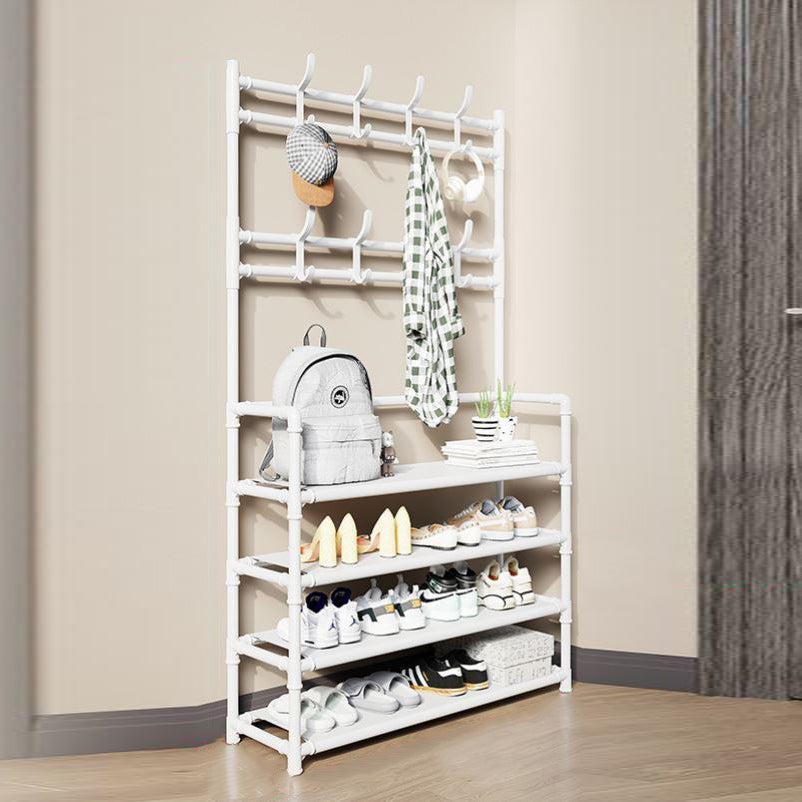 Modern Style Metallic Coat Rack Free Standing Multi-layer Shelve Design Coat Rack