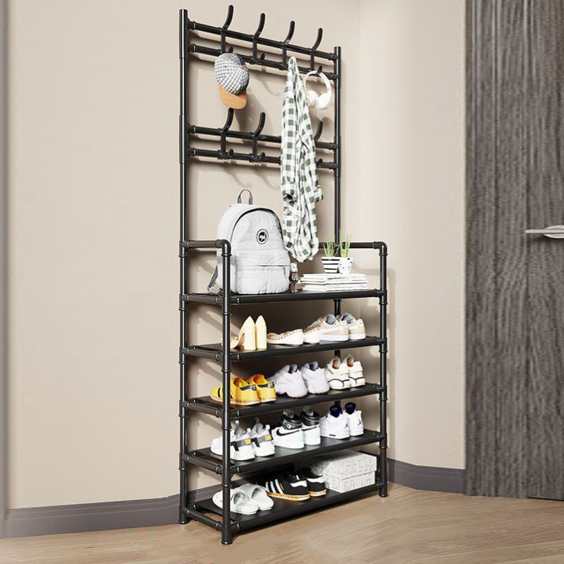 Modern Style Metallic Coat Rack Free Standing Multi-layer Shelve Design Coat Rack