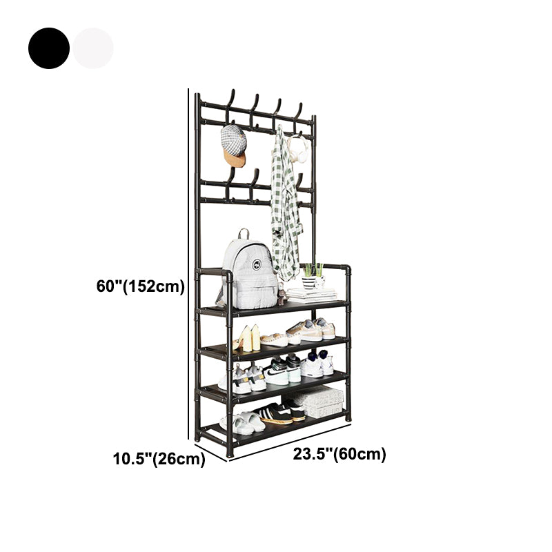 Modern Style Metallic Coat Rack Free Standing Multi-layer Shelve Design Coat Rack