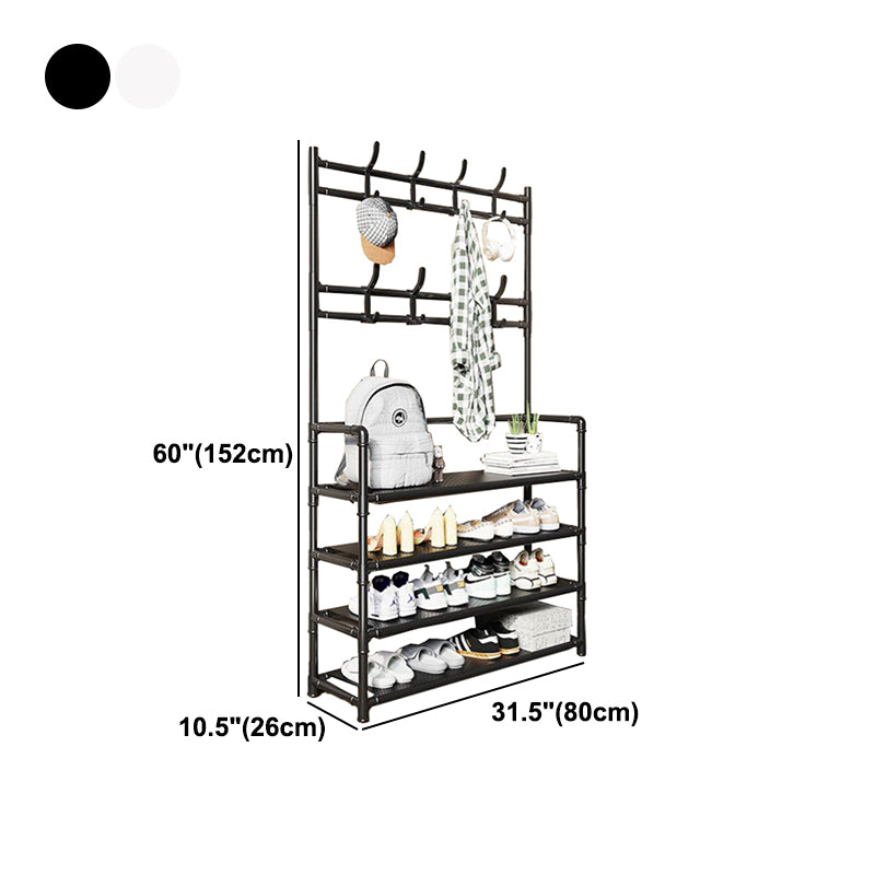 Modern Style Metallic Coat Rack Free Standing Multi-layer Shelve Design Coat Rack