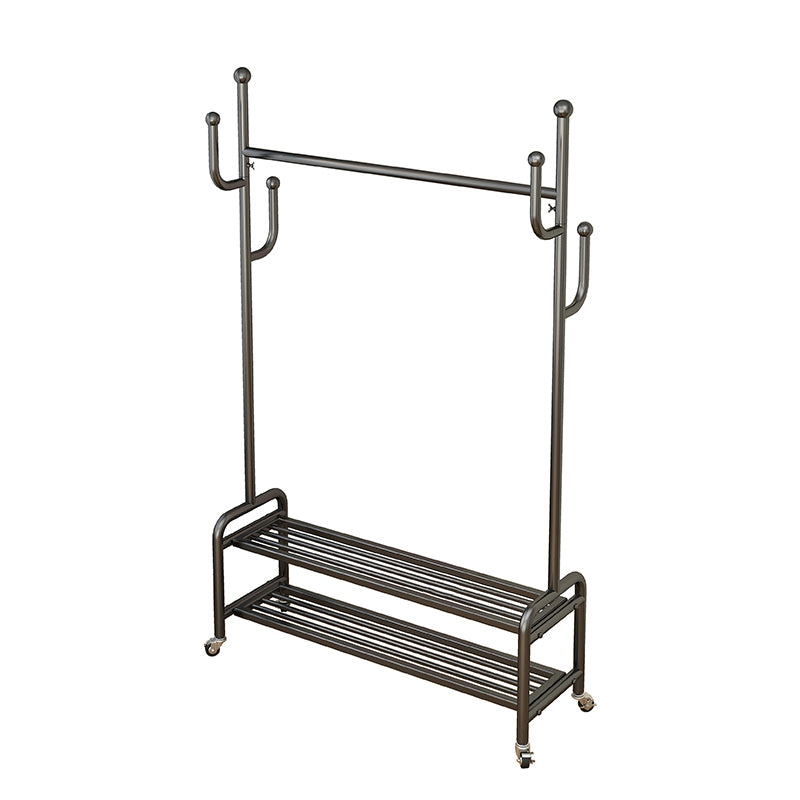 Industrial Style Coat Rack Metal Free Standing Hooks Design Coat Rack on Wheels