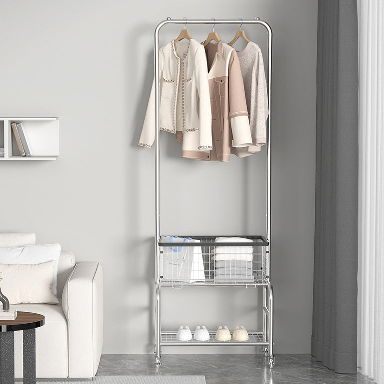 Glam Metallic Coat Hanger Free Standing Movable Coat Rack for Bedroom