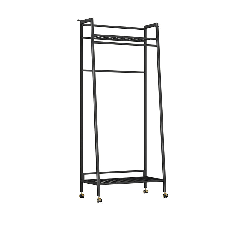 Glam Metal Hall Stand Hanging Rail Storage Shelving and 2 Hooks Coat Hanger