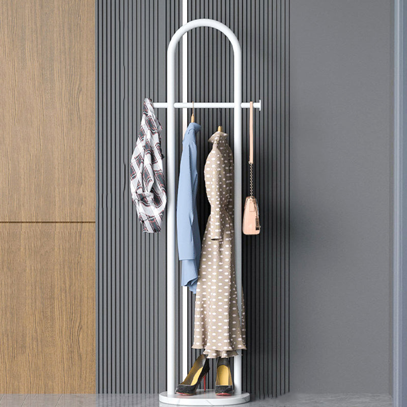 Modern Metal Coat Rack Hanging Rail and 2 Hooks Entry Hall Tree