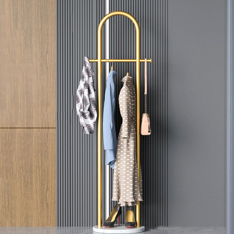 Modern Metal Coat Rack Hanging Rail and 2 Hooks Entry Hall Tree