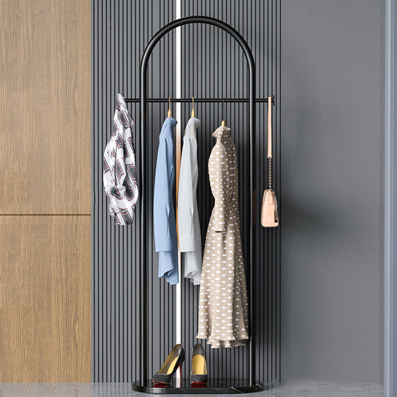 Modern Metal Coat Rack Hanging Rail and 2 Hooks Entry Hall Tree