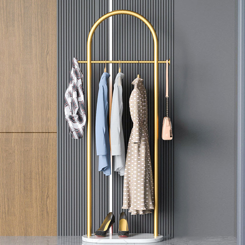 Modern Metal Coat Rack Hanging Rail and 2 Hooks Entry Hall Tree