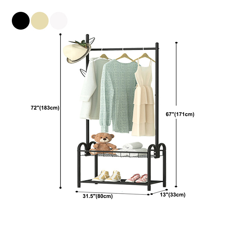 Modern Hall Tree Free Standing Coat Hooks Storage Metal Coat Rack with Castors