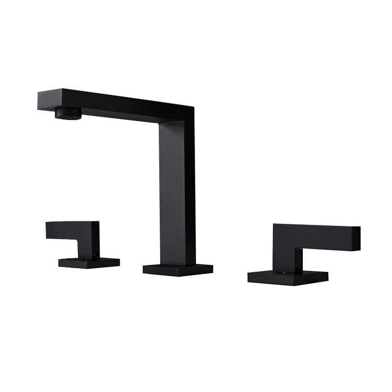 Square 2-Handle Bathroom Faucet 3 Hole Widespread Lavatory Faucet