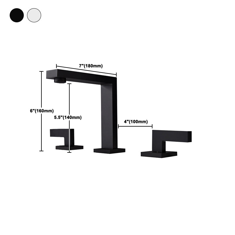 Square 2-Handle Bathroom Faucet 3 Hole Widespread Lavatory Faucet