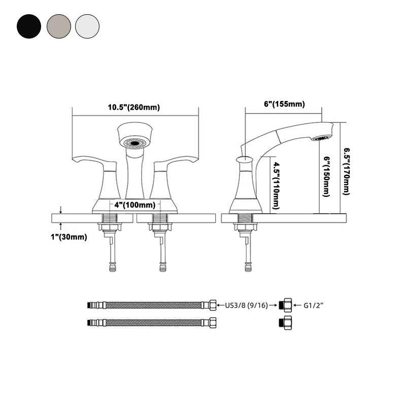 Square 2-Handle Bathroom Faucet 3 Hole Centerset Lavatory Faucet with Swivel