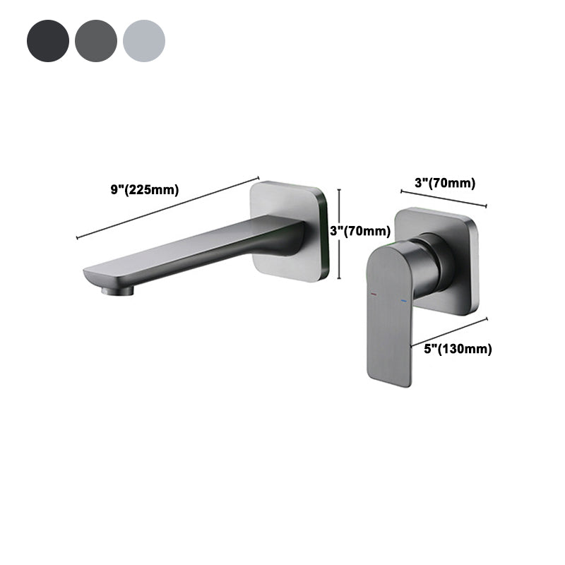 Square Single Handle Bathroom Faucet 2 Hole Wall Mounted Bathroom Faucet