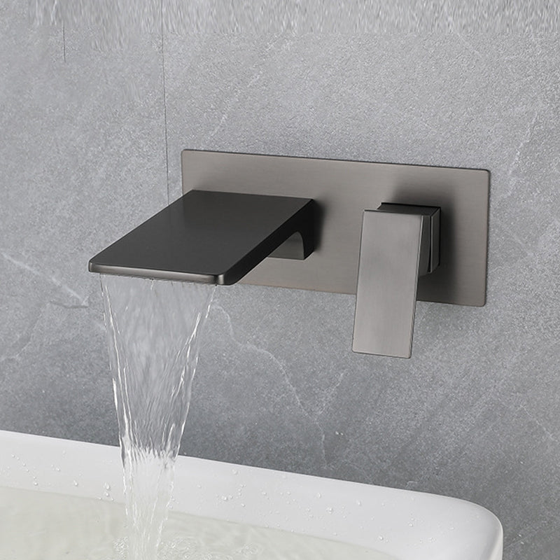 Square Single Handle Bathroom Faucet Single Hole Wall Mounted Bathroom Faucet