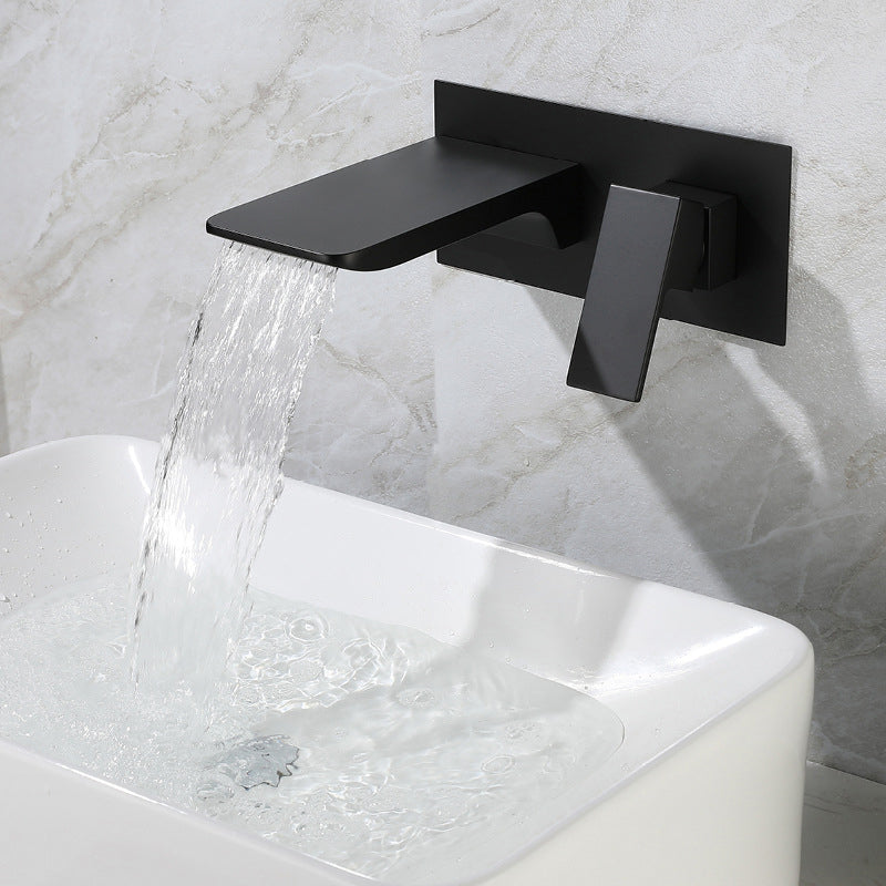 Square Single Handle Bathroom Faucet Single Hole Wall Mounted Bathroom Faucet