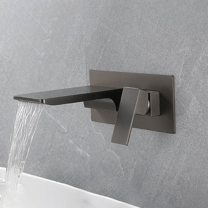 Square Single Handle Bathroom Faucet Single Hole Wall Mounted Bathroom Faucet