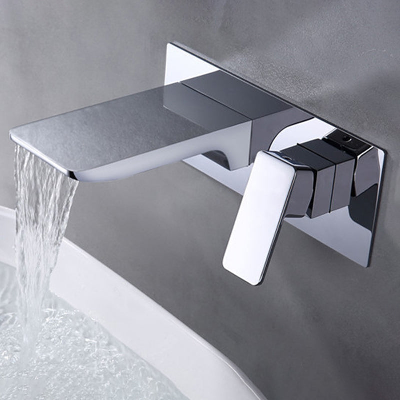 Square Single Handle Bathroom Faucet Single Hole Wall Mounted Bathroom Faucet