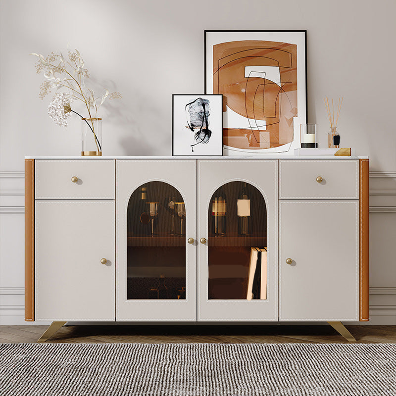 Modern Sideboard Buffet 2-Drawer and 4-Door Buffet Table with LED Lights