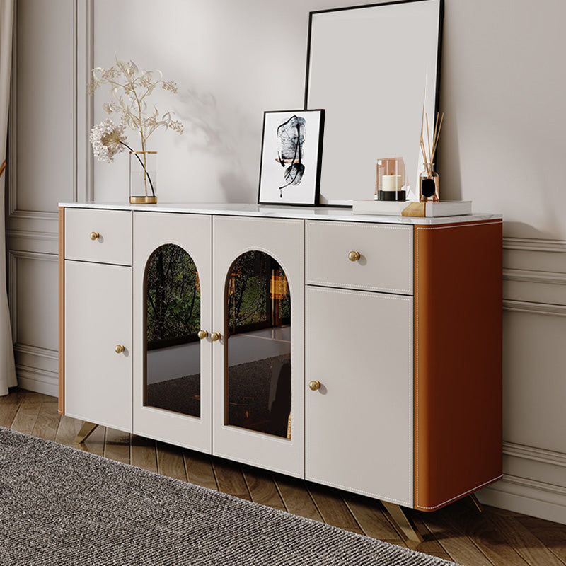 Modern Sideboard Buffet 2-Drawer and 4-Door Buffet Table with LED Lights