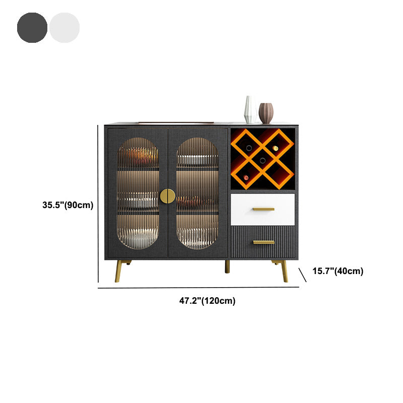 Modern Buffet Table Glass Doors Sideboard with 2-Drawer and 2-Door