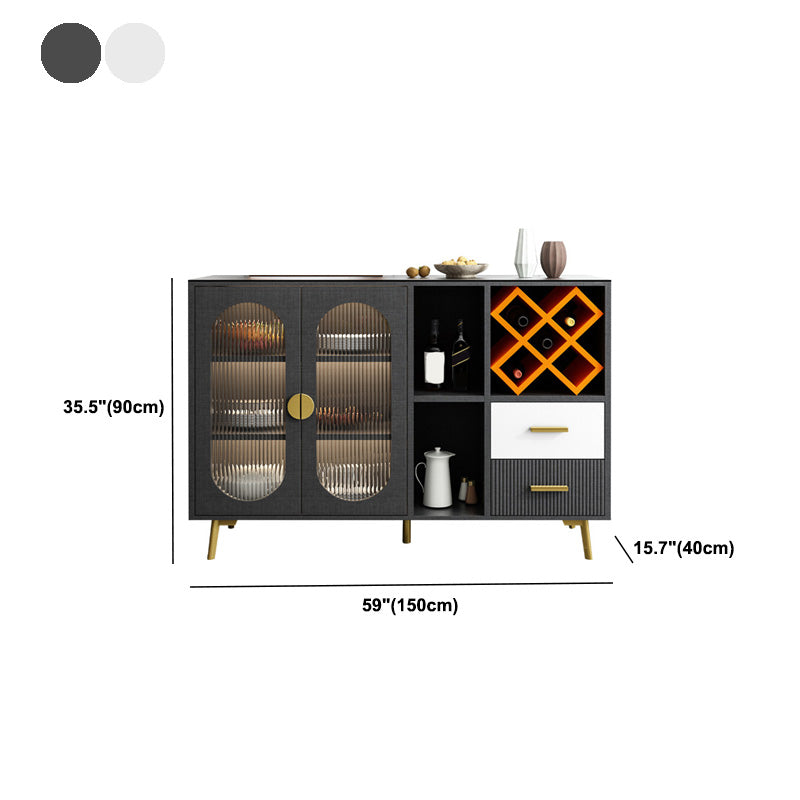 Modern Buffet Table Glass Doors Sideboard with 2-Drawer and 2-Door