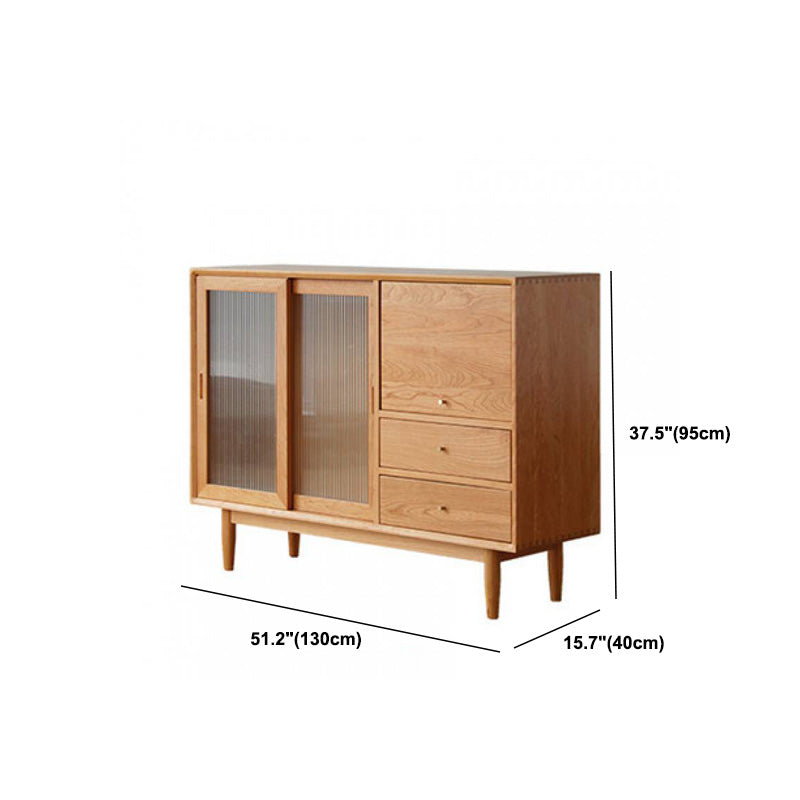 Adjustable Shelving Modern Sideboard Pine Solid Wood 2-drawer Dining Server