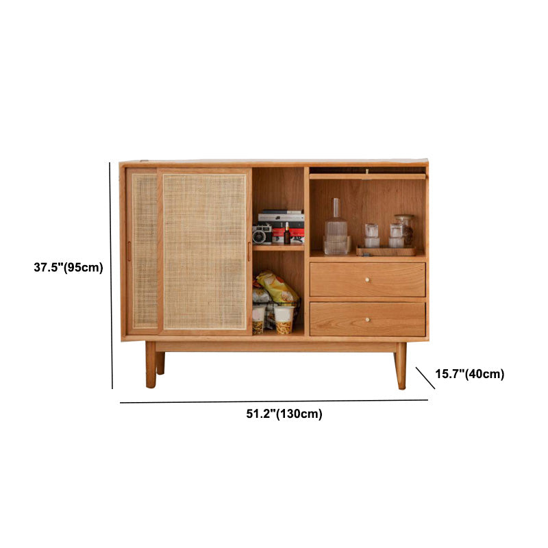 Adjustable Shelving Modern Sideboard Pine Solid Wood 2-drawer Dining Server