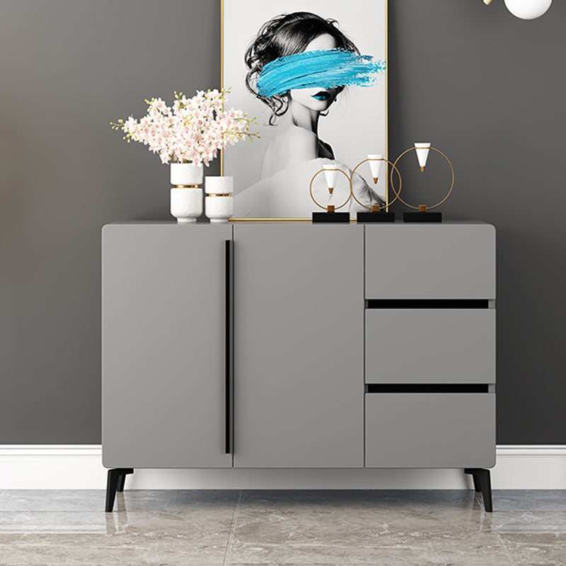 Gray Sideboard Table Modern Dining Server with Adjustable Shelves