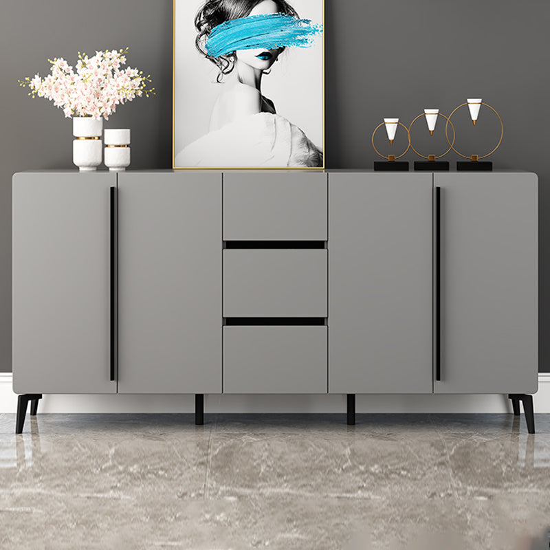 Gray Sideboard Table Modern Dining Server with Adjustable Shelves