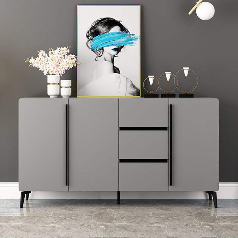 Gray Sideboard Table Modern Dining Server with Adjustable Shelves