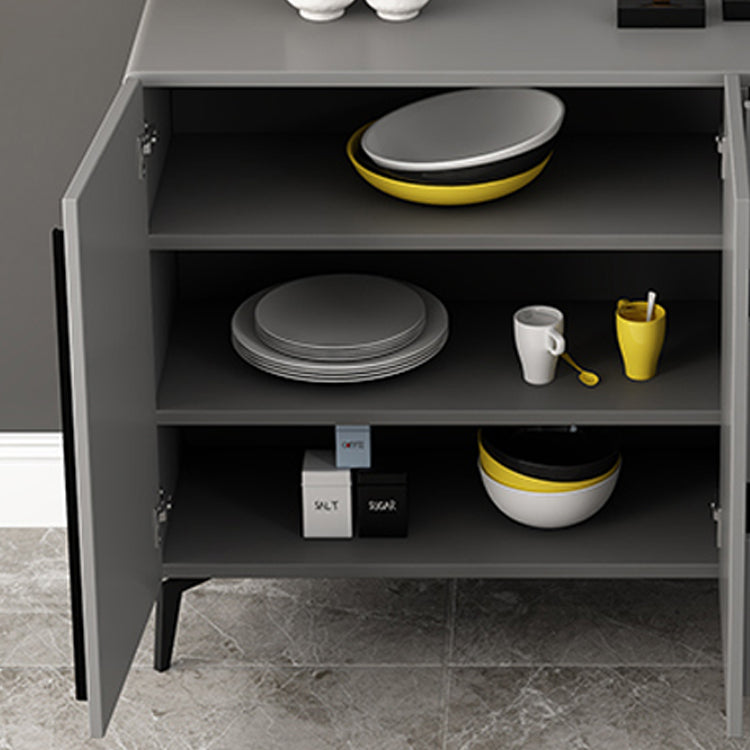 Gray Sideboard Table Modern Dining Server with Adjustable Shelves