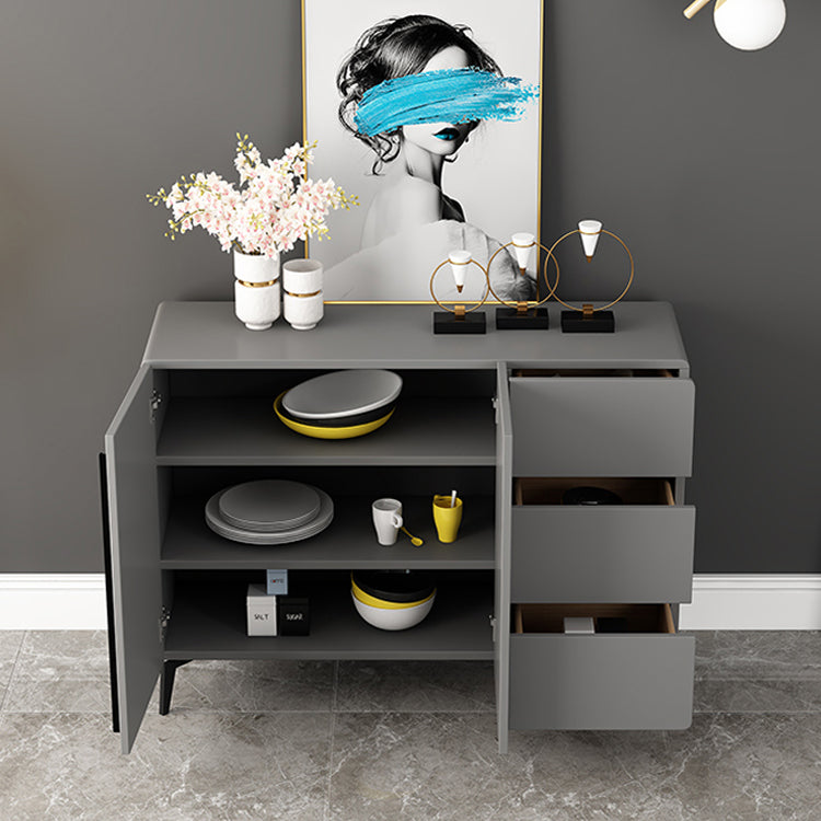 Gray Sideboard Table Modern Dining Server with Adjustable Shelves