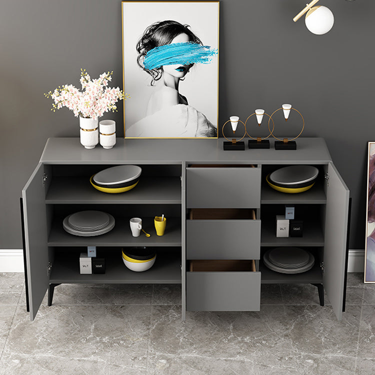 Gray Sideboard Table Modern Dining Server with Adjustable Shelves