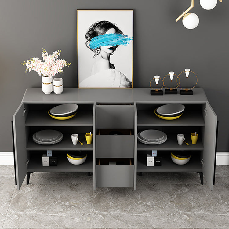 Gray Sideboard Table Modern Dining Server with Adjustable Shelves