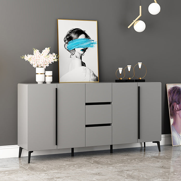 Gray Sideboard Table Modern Dining Server with Adjustable Shelves