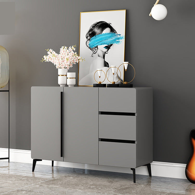 Gray Sideboard Table Modern Dining Server with Adjustable Shelves