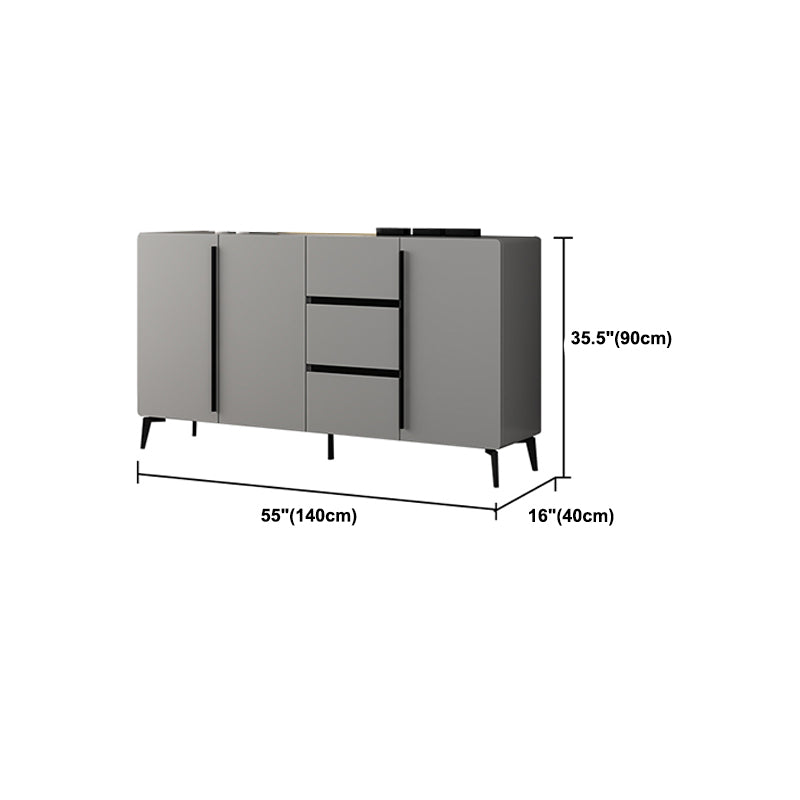 Gray Sideboard Table Modern Dining Server with Adjustable Shelves