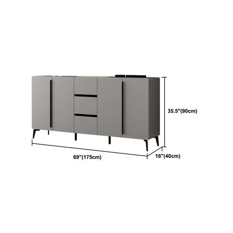 Gray Sideboard Table Modern Dining Server with Adjustable Shelves