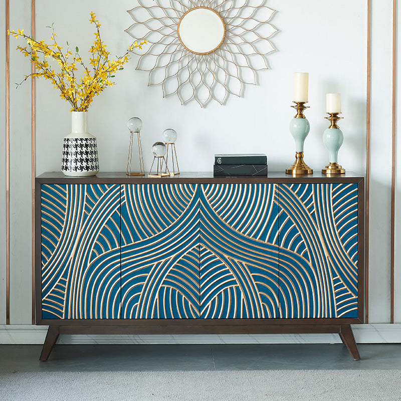 Solid Wood Sideboard Table with Adjustable Shelves Modern Dining Server